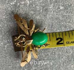 1960s Crown TRIFARI Alfred Philippe Bee Insect Brooch Jelly Belly Goldtone RARE