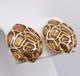 1966 Crown Trifari Modern Mosaic Earrings Clip On Faux Topaz Alfred Philippe