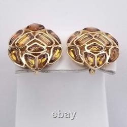 1966 Crown Trifari Modern Mosaic Earrings Clip On Faux Topaz Alfred Philippe