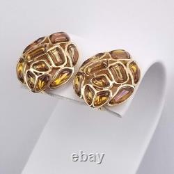 1966 Crown Trifari Modern Mosaic Earrings Clip On Faux Topaz Alfred Philippe