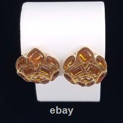 1966 Crown Trifari Modern Mosaic Earrings Clip On Faux Topaz Alfred Philippe