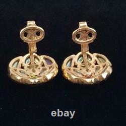 1966 Crown Trifari Modern Mosaic Earrings Clip On Faux Topaz Alfred Philippe