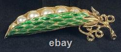 1967 Trifari'Peas in a Pod' Brooch Iconic Crown Trifari Line Rare Green Pod