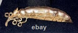1967 Trifari'Peas in a Pod' Brooch Iconic Crown Trifari Line Rare Green Pod