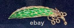 1967 Trifari'Peas in a Pod' Brooch Iconic Crown Trifari Line Rare Green Pod
