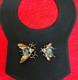2 1940s Signed Sterling CROWN TRIFARI FLIES Jelly Belly Pins by Alfred Philippe