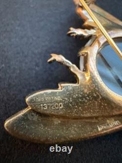2 1940s Signed Sterling CROWN TRIFARI FLIES Jelly Belly Pins by Alfred Philippe