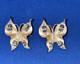 2 Vintage Gold Tone Crown Trifari Alfred Philippe Butterfly Rhinestone Brooches