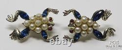 (2)Vintage Signed Crown Trifari Alfred Philippe Park Ave Zoo Frog Brooch 27874
