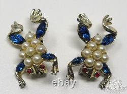 (2)Vintage Signed Crown Trifari Alfred Philippe Park Ave Zoo Frog Brooch 27874