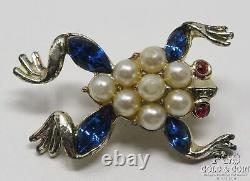 (2)Vintage Signed Crown Trifari Alfred Philippe Park Ave Zoo Frog Brooch 27874