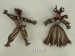 2 Vintage Trifari Alfred Philippe Sterling Nenette & Rintintin Rag Doll Brooches