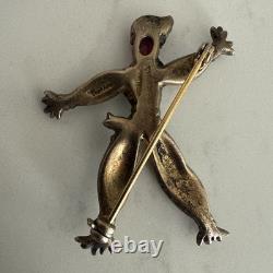 2 Vintage Trifari Alfred Philippe Sterling Nenette & Rintintin Rag Doll Brooches