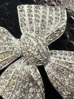 30s 40s Alfred Philippe KTF Trifari Pave Rhinestone Bow Brooch No Missing Stones