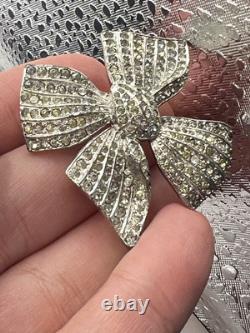 30s 40s Alfred Philippe KTF Trifari Pave Rhinestone Bow Brooch No Missing Stones