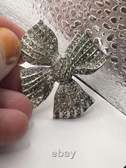 30s 40s Alfred Philippe KTF Trifari Pave Rhinestone Bow Brooch No Missing Stones