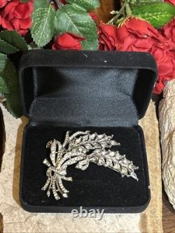 39. Rare TRIFARI ALFRED PHILIPPE Sterling 925 Wheat Ears White Rhinestone Pin