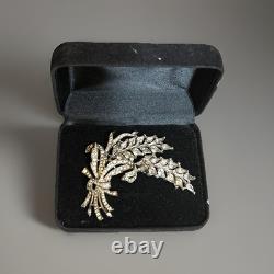 39. Rare TRIFARI ALFRED PHILIPPE Sterling 925 Wheat Ears White Rhinestone Pin
