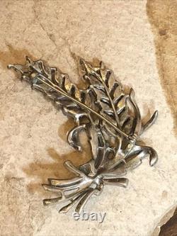 39. Rare TRIFARI ALFRED PHILIPPE Sterling 925 Wheat Ears White Rhinestone Pin