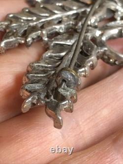 39. Rare TRIFARI ALFRED PHILIPPE Sterling 925 Wheat Ears White Rhinestone Pin