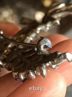 39. Rare TRIFARI ALFRED PHILIPPE Sterling 925 Wheat Ears White Rhinestone Pin