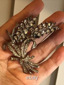 39. Rare TRIFARI ALFRED PHILIPPE Sterling 925 Wheat Ears White Rhinestone Pin