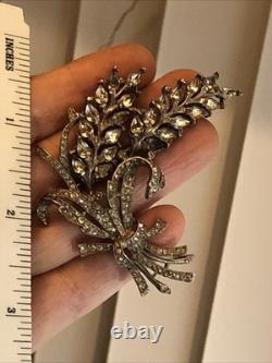 39. Rare TRIFARI ALFRED PHILIPPE Sterling 925 Wheat Ears White Rhinestone Pin