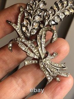 39. Rare TRIFARI ALFRED PHILIPPE Sterling 925 Wheat Ears White Rhinestone Pin