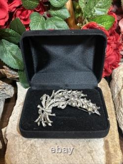 39. Rare TRIFARI ALFRED PHILIPPE Sterling 925 Wheat Ears White Rhinestone Pin
