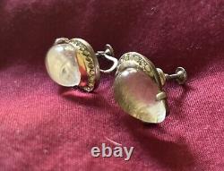 925 Sterling Antique Trifari Alfred Philippe Jelly Belly Rhinestone Earrings