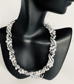 ALFRED PHILIPPE CROWN TRIFARI Brushed Silvertone Metal Pearl Demi Parure