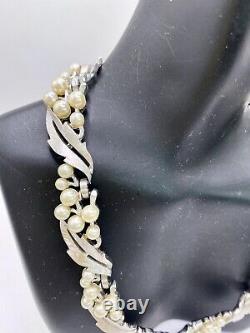 ALFRED PHILIPPE CROWN TRIFARI Brushed Silvertone Metal Pearl Demi Parure