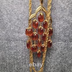 ALFRED PHILIPPE CROWN TRIFARI ROOT BEER 3 STRAND WATERFALL NECKLACE Set WithExtras