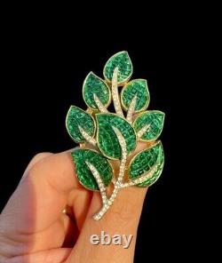 ALFRED PHILIPPE TRIFARI INVISIBLE SET GREEN LEAF BROOCH PIN Book Piece