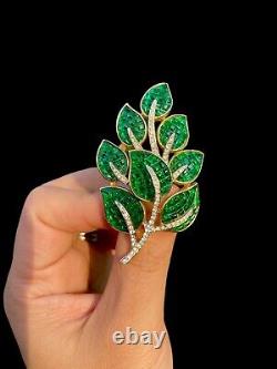 ALFRED PHILIPPE TRIFARI INVISIBLE SET GREEN LEAF BROOCH PIN Book Piece