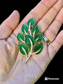 ALFRED PHILIPPE TRIFARI INVISIBLE SET GREEN LEAF BROOCH PIN Book Piece