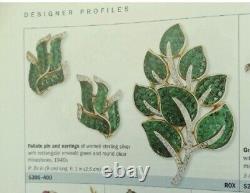 ALFRED PHILIPPE TRIFARI INVISIBLE SET GREEN LEAF BROOCH PIN Book Piece