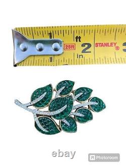 ALFRED PHILIPPE TRIFARI INVISIBLE SET GREEN LEAF BROOCH PIN Book Piece