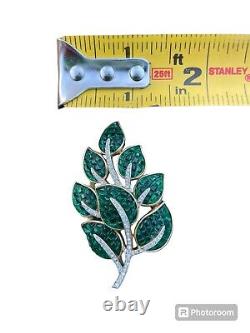 ALFRED PHILIPPE TRIFARI INVISIBLE SET GREEN LEAF BROOCH PIN Book Piece