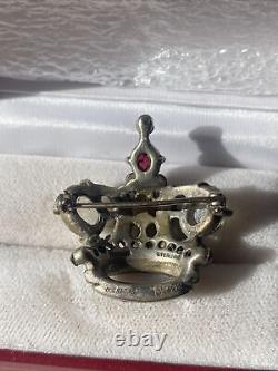 ALFRED PHILIPPE Trifari Jelly Belly Sterling Silver Crown Vintage Brooch