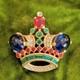 Alferd Philippe? TRIFARI Gold Plated Royal Jeweled Crown Brooch missing 1 stone