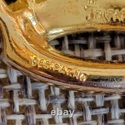 Alferd Philippe? TRIFARI Gold Plated Royal Jeweled Crown Brooch missing 1 stone