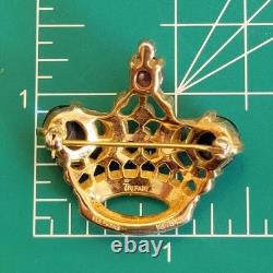 Alferd Philippe? TRIFARI Gold Plated Royal Jeweled Crown Brooch missing 1 stone