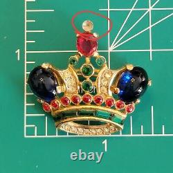 Alferd Philippe TRIFARI Gold Plated Royal Jeweled Crown Brooch missing 1 stone