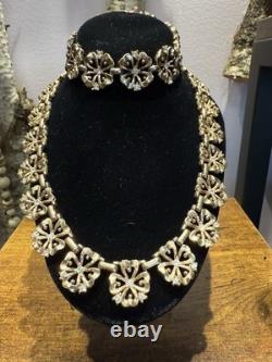 Alfred Philippe 1949 Patent Crown Trifari Clover Necklace And Bracelet Set