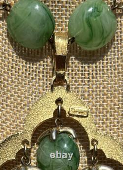 Alfred Philippe 1950s TRIFARI Jade Green LUCITE Waterfall Chandelier Necklace