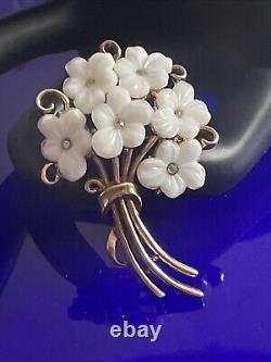 Alfred Philippe 1950s Trifari Patented Glass Forget Me Not Bouquet Brooch P5