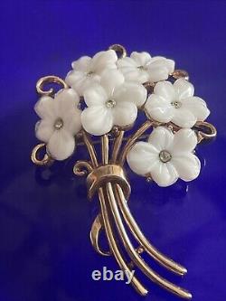 Alfred Philippe 1950s Trifari Patented Glass Forget Me Not Bouquet Brooch P5