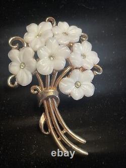 Alfred Philippe 1950s Trifari Patented Glass Forget Me Not Bouquet Brooch P5