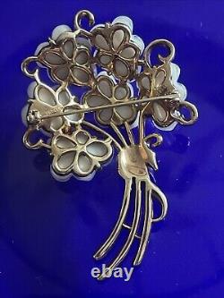 Alfred Philippe 1950s Trifari Patented Glass Forget Me Not Bouquet Brooch P5